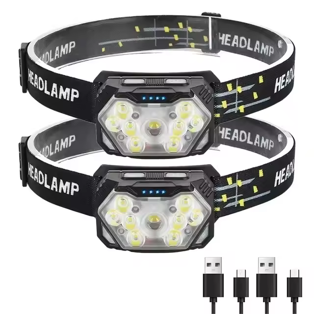 KDULITlampara Frontal De Cabeza Recargable USB Con Sensor De Movimiento Y 9 Leds Potentes Para Camping Pesca Al Aire Libre - 1