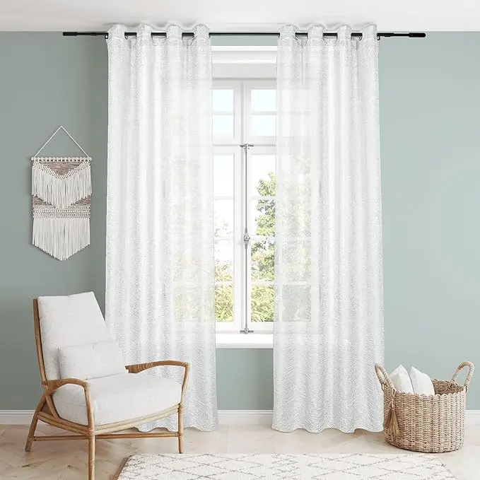 TODOBIEN STORE - Cortina Translucido Liso para Ventana - Cortina con Ojales Poliéster Color Sólido para Salón Dormitorio 140x260cm - 1