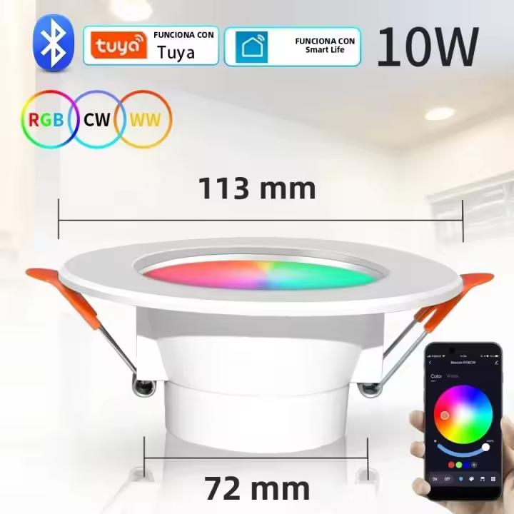 Tuya Inteligente Bluetooth Downlight 10W 15W RGB Control De Color Por Voz Google Home Alexa Luz De Techo Inteligente APP Smart Life AC85-265V - 1