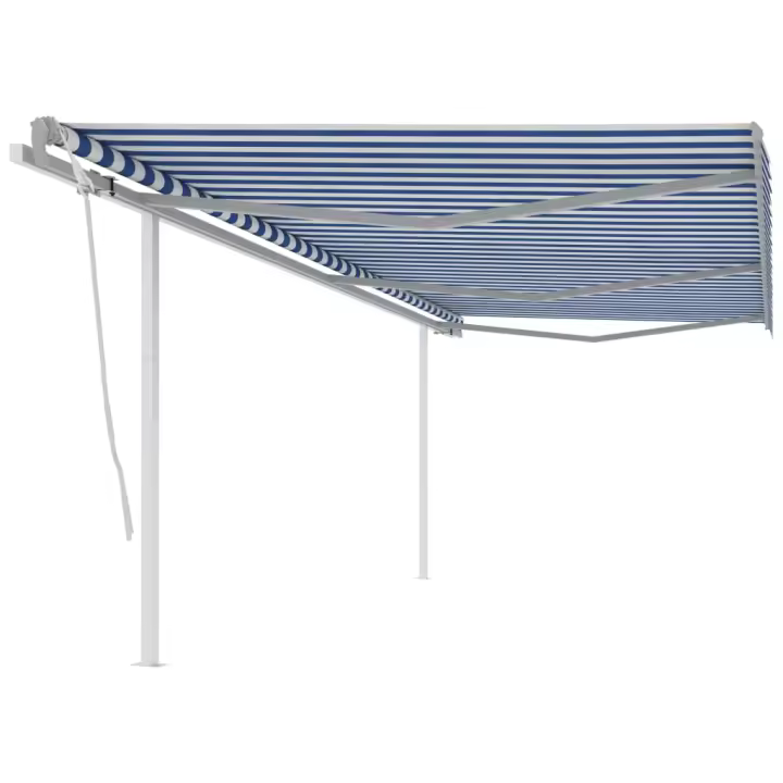 vidaXL Toldo manual retráctil con postes azul y blanco 6x3,5 m - 1