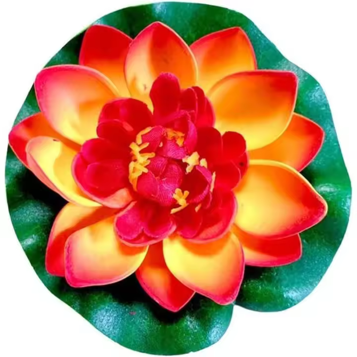 2 Flores De Lotto Artificiales flotantes de espuma, estanques y realistas para Piscinas Adornos, decoración para el hogar, Jardín, Estanque y Acuario (Naranja) - 1