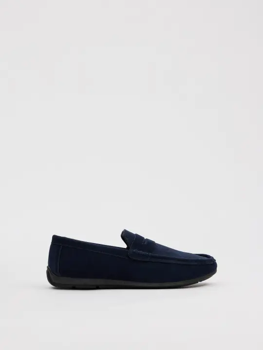 Mocasines azul marino, microfibra, diseño minimalista, flexibles, ligeros, cómodos, suela de goma estable INSIDE - 1