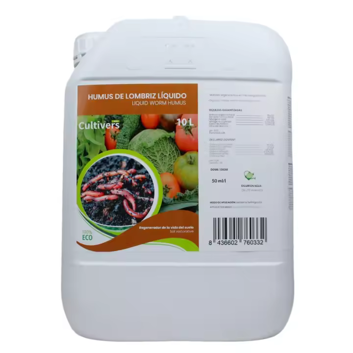 CULTIVERS Humus Líquido de Lombriz Ecológico 10 L. Materia Orgánica Rica en Microorganismos. Regenerador de la Vida del Suelo - 1