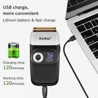 Afeitadora Eléctrica Recargable Kemei 2 En 1 Para Hombres Con Pantalla LCD Reciprocante Portátil Sin Cable Con Trimmer De Barba KM-2027 - details 2