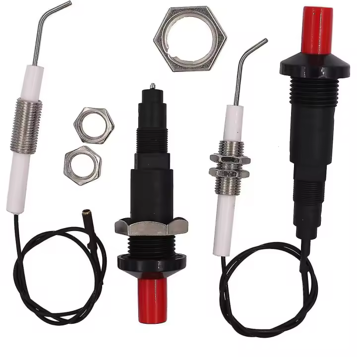 Encendedor piezoeléctrico para parrilla de gas (2 unidades, con botón pulsador, electrodo cerámico roscado universal de 30 cm) - 1