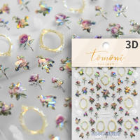 Pegatinas De Uñas 5D Retro Doradas Con Diseño De Encaje Rosa Blanca Y Florales Adhesivas Autocollantes Para Decoración De Uñas - details 2