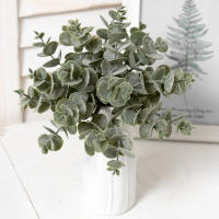 6 Piezas De Mini Eucalipto Artificial Hoja Verde Plástica Decoración Para Hogar Sala De Estar Jardín Fiesta Boda Decoración Floral Falsa - details 0