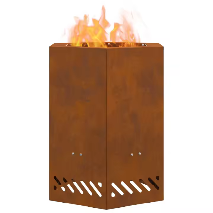 vidaXL Hoguera Sin Humo Hexagonal 38x38x51 cm Acero Resistente a la Intemperie - 1