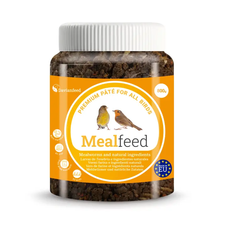 Mealfeed - Pasta de Cría con Larva de Tenebrio 800 g Alta Calidad - Estimula la Reproducción para cualquier Especie - Alto en Proteínas y con Omega 3 y 6 - Producción Europea - Davianfeed - 1
