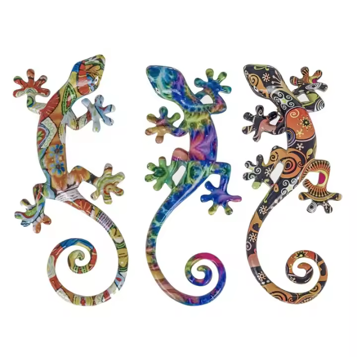 SIGNES GRIMALT Signes Grimalt By SIGRIS - Figura Lagarto 3 Unidades Multicolor de Resina para Decoración de Interior y Exterior - 1