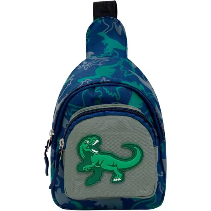 Mochila para niños con bonito diseño de dinosaurio, riñonera de tela para niños, bolso bandolera de moda para el pecho. - 1