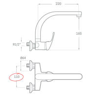 Källa - Grifo de Cocina de Pared Monomando Agua Fría y Caliente Acabado Cromado Opciones de 15 cm y 11 cm entre tomas - 23608 / 23606 - details 2