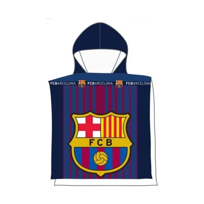 Poncho Playa Piscina Infantil FC Barcelona Escudo Oficial 55x110cm de microfibra para niños - 1