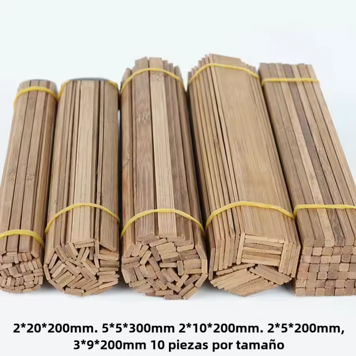 50Pcs Varillas De Bambú Rectangulares Para Modelos Y Manualidades No Terminadas Material De Madera Para Artesanía Y Construcción - 1