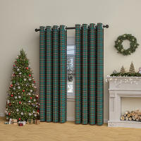 Cortinas De Navidad a Cuadros Térmicas Y Antipolvo Con Anillos Para Ventanas Cortina Negra Para Dormitorio Y Sala De Estar - details 20