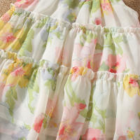 Vestido De Verano Para Bebés Niñas Estilo Florido Con Lazo En El Cuello Y Patrón De Flores Vestido Casual De Poliéster Para Niñas De 0 a 3 Años - details 3