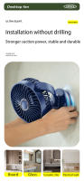 Ventilador Portátil Recargable Con Pantalla Digital LED Tiempo De 8H Luz De Colores Multicolor Ajustable 180° Montado En La Pared O Techo - details 3