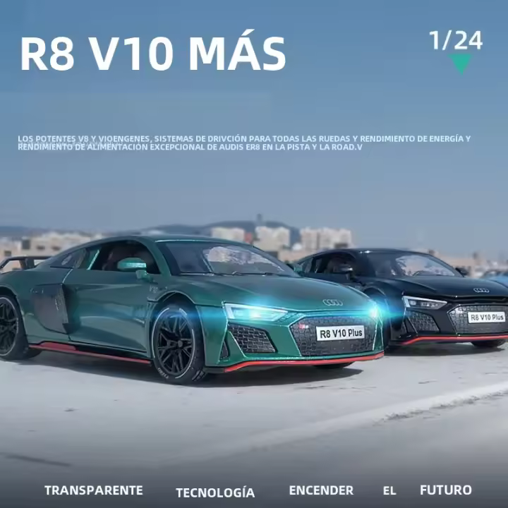 Audi R8 V10 plus Modelo De Coche Deportivo a Escala 1:24 Aleación De Simulación Juguete De Coche Super Para Niños Regalo Colección Miniatura Con Retroceso - 1
