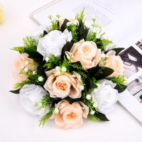 Bola De Flores Artificiales 1PC Base De Plástico Verde Tela De Seda Para Centros De Mesa De Bodas Decoraciones De Fiesta - details 11
