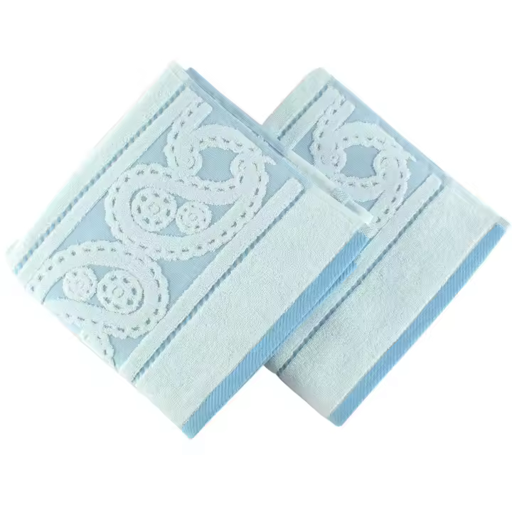 Wellhome Juego de Toallas Azul 2 Piezas 100% Algodón 560 Gr/m² - Suaves y Absorbentes - 1