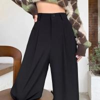 Pantalones Clásicos Para Mujer 2024 Cintura Alta Pierna Ancha Cómodos Y Versátiles Estilo Diario Traje Elegante Con Bolsillos Y Pliegues - details 11