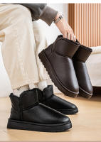 Botas De Invierno Para Hombres Y Mujeres Impermeables De Cuero Con Peluche Caliente Suela De Goma Botas De Nieve De Media Pantorrilla Casual Tallas Grandes - details 2