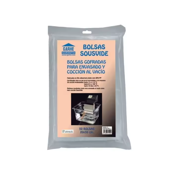50 Bolsas gofradas para coccion y envasado al vacio 20x30  sous vide GARHE 31520 - 1