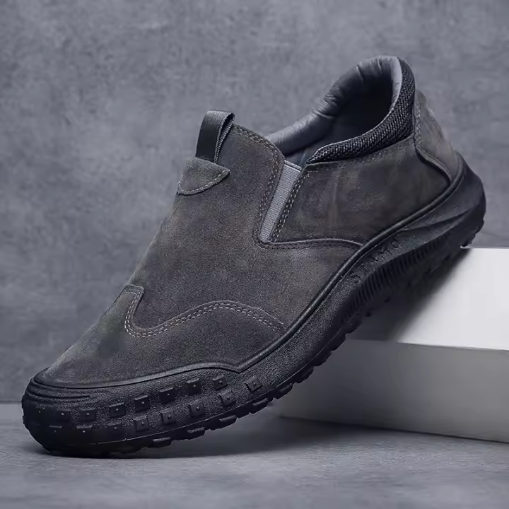 Zapatos De Trabajo Antideslizantes Para Hombre Tenis Casuales De Cuero Slip-on Para Caminar Confort Primavera/Otoño Talla Verdadera - 1