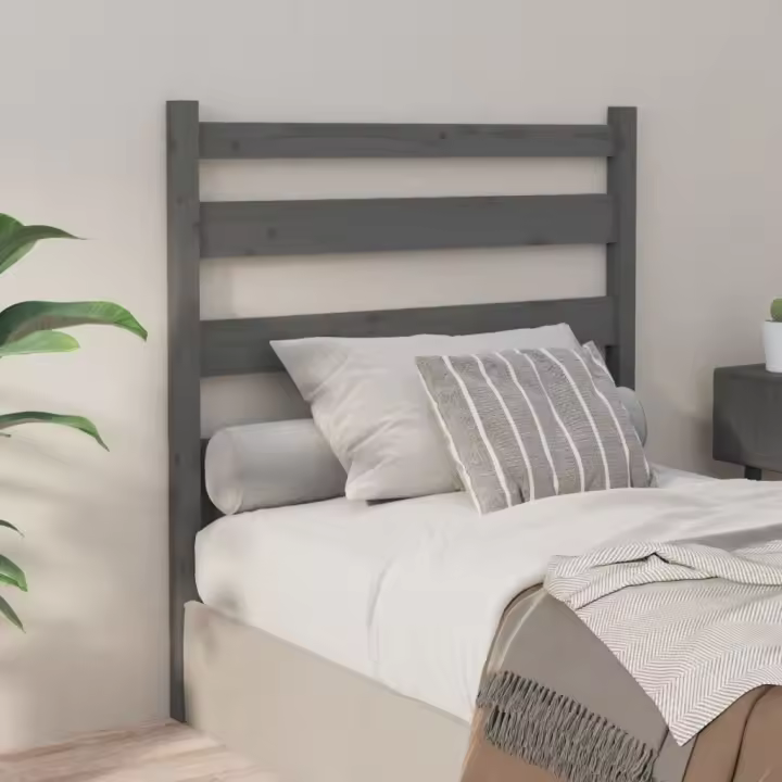 vidaXL Cabecero de cama madera maciza de pino gris 96x4x100 cm - 1