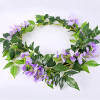 Guirnalda De Flores Artificiales Wisteria Para Decoración De Boda Arco Fondo Plantas Falsas Rattan Ivy Pared Material Seda - details 2