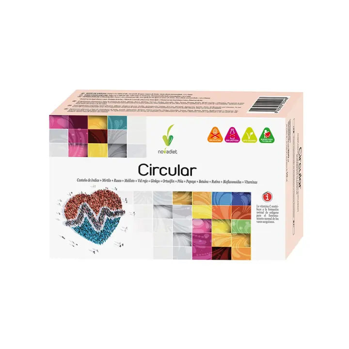 Novadiet CIRCULAR 20 viales, con Rusco, Rutina, Mirtilo, Castaño de Indias, Meliloto, Ginkgo - 1