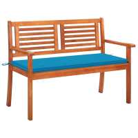 vidaXL Banco de jardín 2 plazas madera maciza eucalipto y cojín 120 cm en color Negro/Antracita/Estampados cuadros grises y más | acolchados duraderos para sofás de jardín terraza exterior - details 4