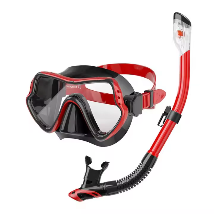 Scuba Diving Mask Snorkel Set For Adults Tempered Glass Professional Panoramic Snorkeling Gear Swimming Training Snorkel Kit - 1