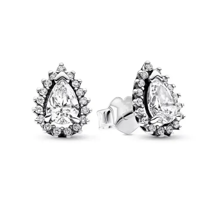 Pendientes De Estilo Clásico Para Mujer Platinados En Plata 925 Con Flor Azul Y Piedra Preciosa Azul Accesorios De Joyería Finos DIY - 1