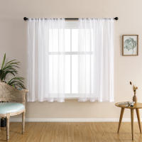 Cortinas Cortas Y Transparentes Para Cocina Y Dormitorio Valance Tules Cortinas De Encaje Bordado Blanco Voile Decoración Del Hogar - details 3
