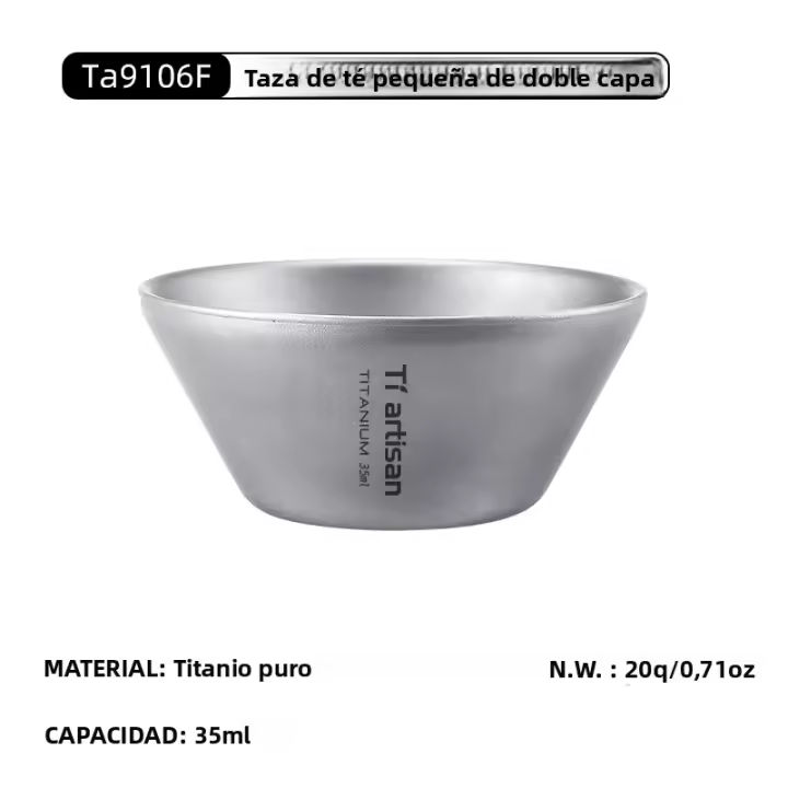Tiartisan Taza De Té De Doble Capa De Titanio 35ml Resistente Al Calor Portátil Para Camping Ligera Y Antideslizante KungFu Bebida - 1