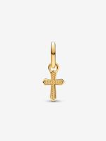 Pandora - Charm Colgante mini with brilliant Cruz-Baño de Oro de 14K - details 1
