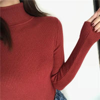 Suéter De Punto Grueso Para Mujer Otoño Invierno Manga Larga Cuello Alto Ajustado Suave Y Cálido Pullover De Algodón Y Acrílico Estilo Casual - details 5