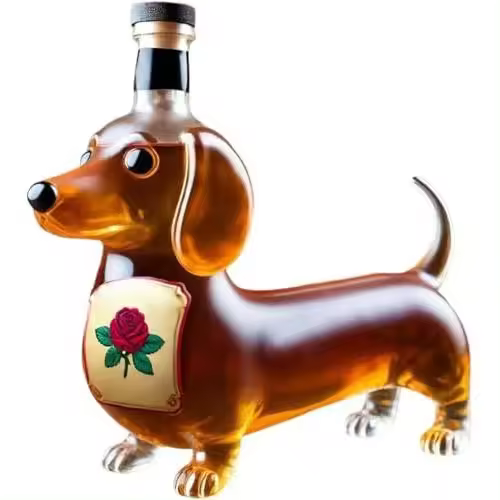 Botella de whisky con forma de perro salchicha, vasos de whisky grabados en 3D, juego de decantador de vino y whisky con forma de perro, regalo para amantes del whisky, decoración de bar (estilo B) - 1