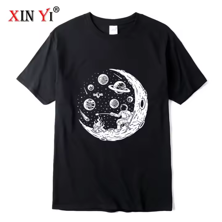 Camiseta Para Hombre Algodón 100% Calidad Superior Estampado Divertido Astronauta Luna Barbacoa Casual Suave Camiseta O-Neck Tee Tops - 1