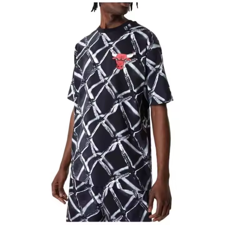 Camiseta de Manga Corta New Era Chicago Bulls Nba Fullover para hombre en color negro - 1