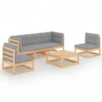 VIDAXL 3076444 conjunto de muebles para exterior de color gris y marrón de madera de pino maciza - 1