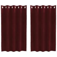 Cortinas blackout vidaXL con ojales 2 pcs Rojo vino Terciopelo - details 1