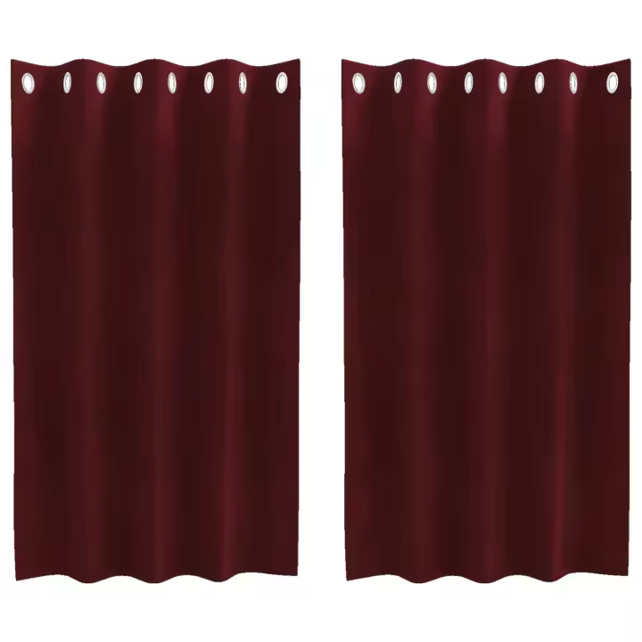 Cortinas blackout vidaXL con ojales 2 pcs Rojo vino Terciopelo - 1