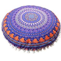 Funda De Cojín Redonda De 43 Cm 17 Pulgadas Estampado Floral Bohemio Para Meditación Y Decoración De Suelo Material Poliéster Tecido Tejido Jacquard - details 10