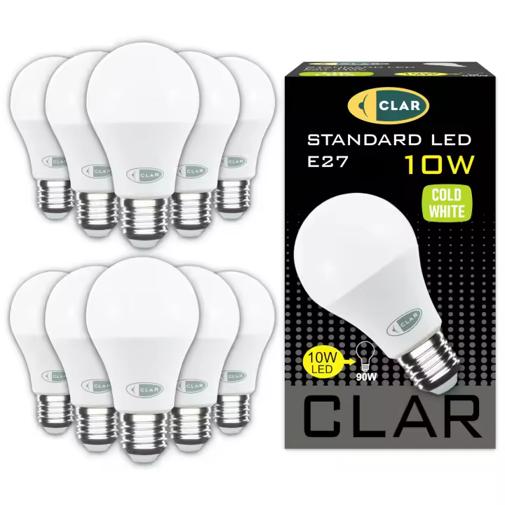 CLAR - Bombilla LED E27 10W E27, Equivalente a 80-90W, E27 Bombilla LED (Casquillo Gordo), No Regulable - 1