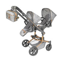 Decuevas Toys - Silla gemelar plegable - NOVEDAD - multiposición para muñecas de hasta 52 cm - Coche REBORN plegable con sombrilla - Incluye bolso, tela acolchada y bandeja portaobjetos - Marca: Decuevas Toys - details 0