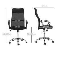 HOMCOM Silla de Oficina Giratoria Ergonómica Sillón de Escritorio de Malla con Ruedas de PVC Respaldo Alto Carga 120kg Negro - details 2