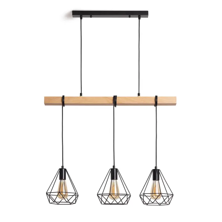 Ledkia Lámpara Colgante Metal Sardo 3 Focos Estilo Industrial y Retro - 1