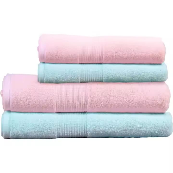 Juego de 4 Toallas de Algodón 100% (Color Salmon & Menta) - 650 GSM, (70x140cm y 50x90cm) - 1
